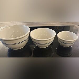 Gibson White/Blue Stripe Stackable Mixing Bowl Set of 3